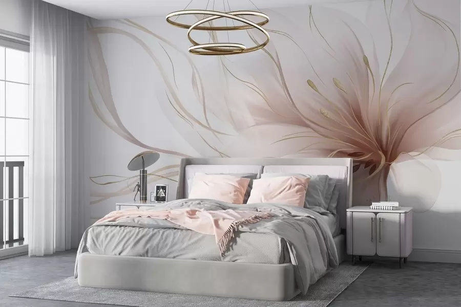 wall murals Апстрактни ружичасти цвет са течним линијама у стилу флуидне уметности w05428v1
