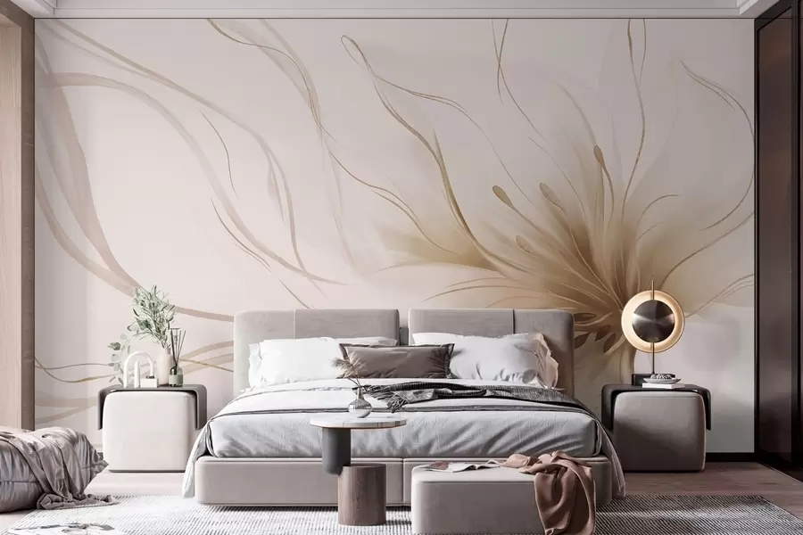 wall murals Апстрактни беж цвет са течним линијама у стилу флуидне уметности w05428v2