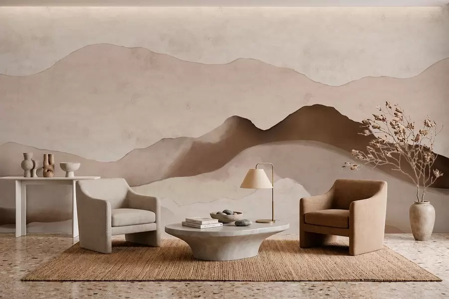 wall murals Апстрактне планине у јапанском и минималистичким стиловима w05434