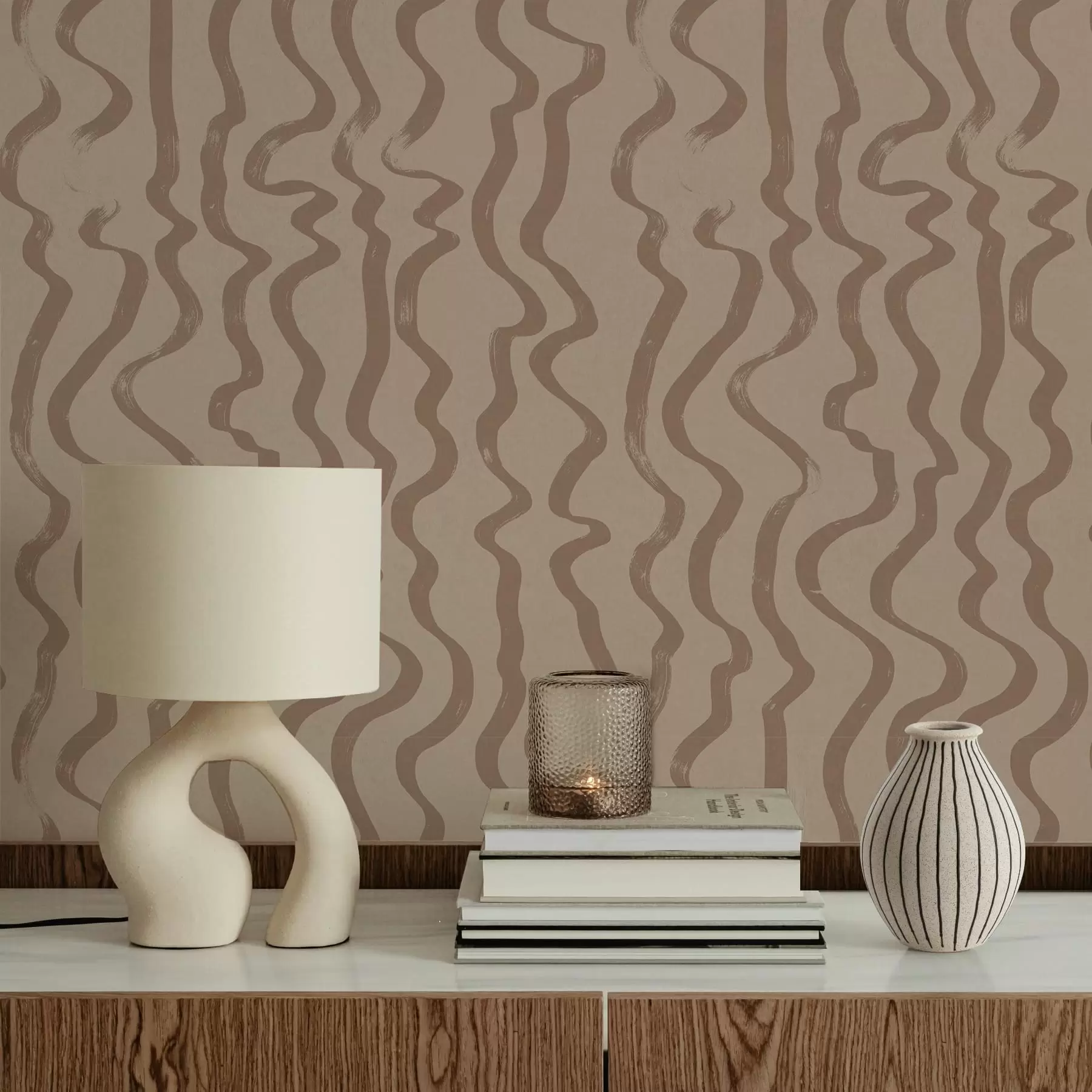 wall murals Беж таласасте линије на светлој позадини a01168v2
