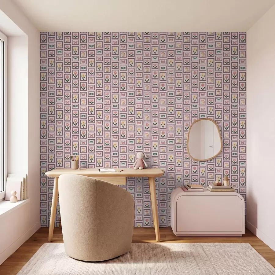 wall murals Урамљене илустрације у лила нијансама a01175v1