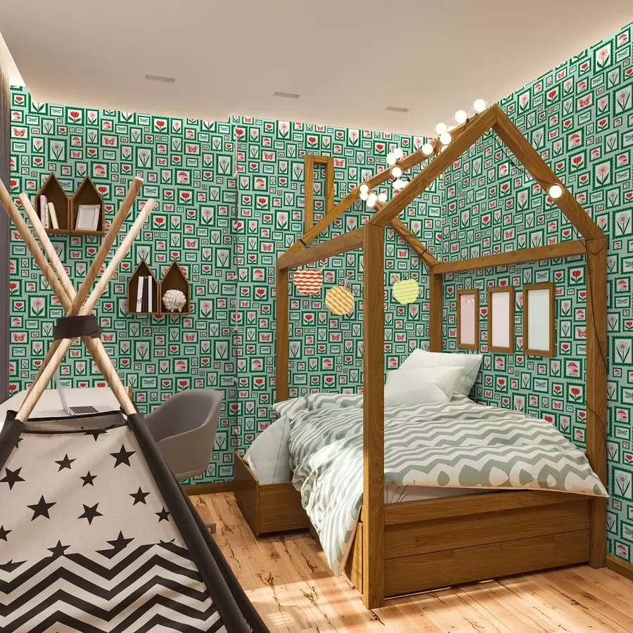 wall murals Урамљене илустрације са зеленим оквирима a01176v1