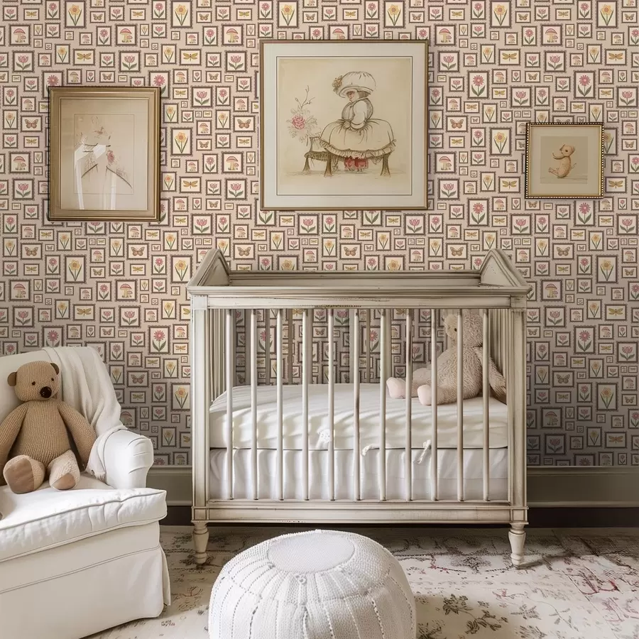 wall murals Урамљене илустрације у топлим беж тоновима a01176v2