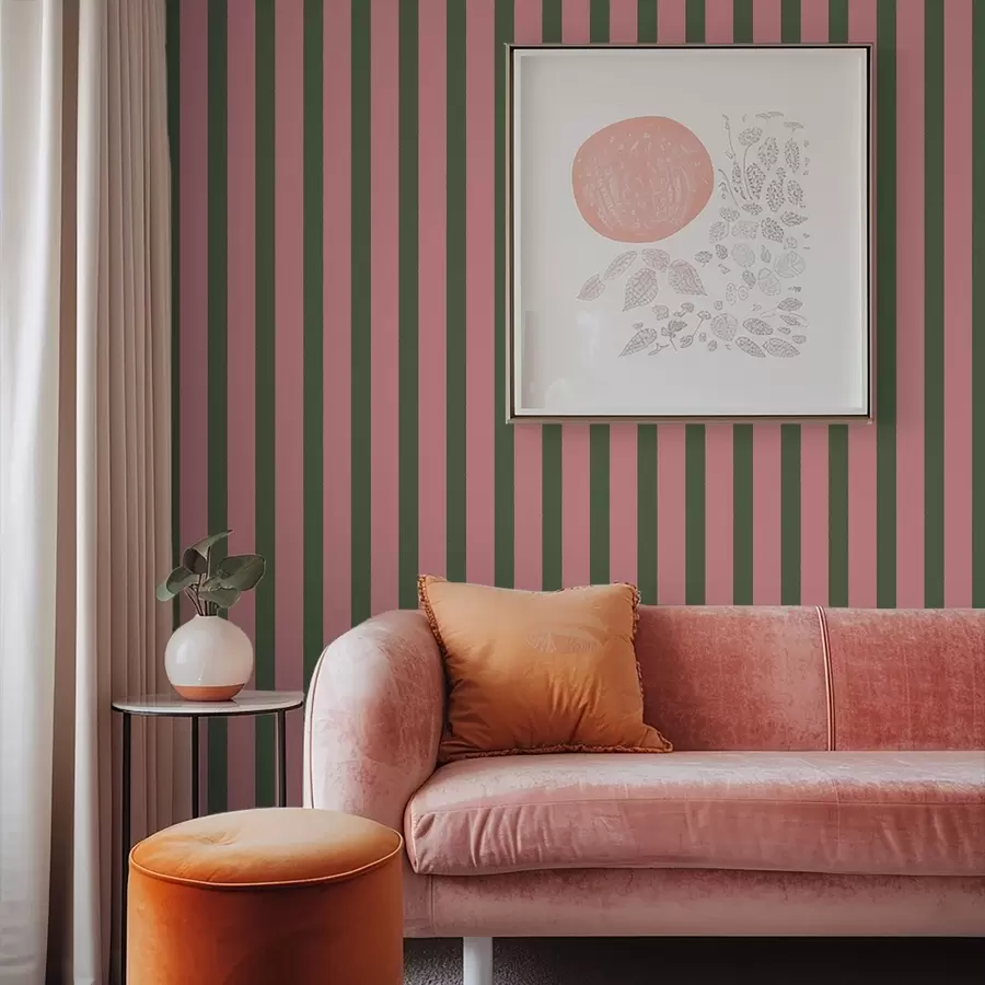 wall murals Ружичасте и зелене вертикалне пруге a01180v2