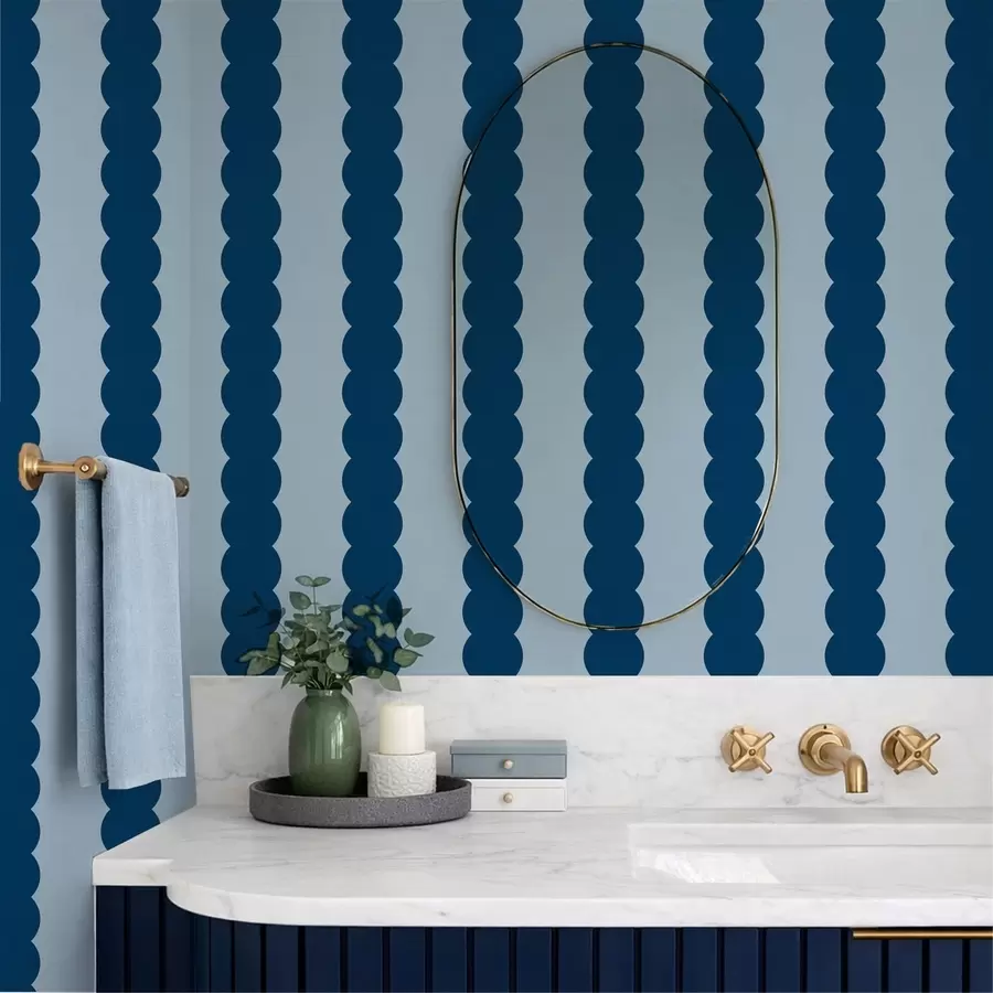 wall murals Тамноплаве таласасте пруге у минималистичком стилу a01182v3