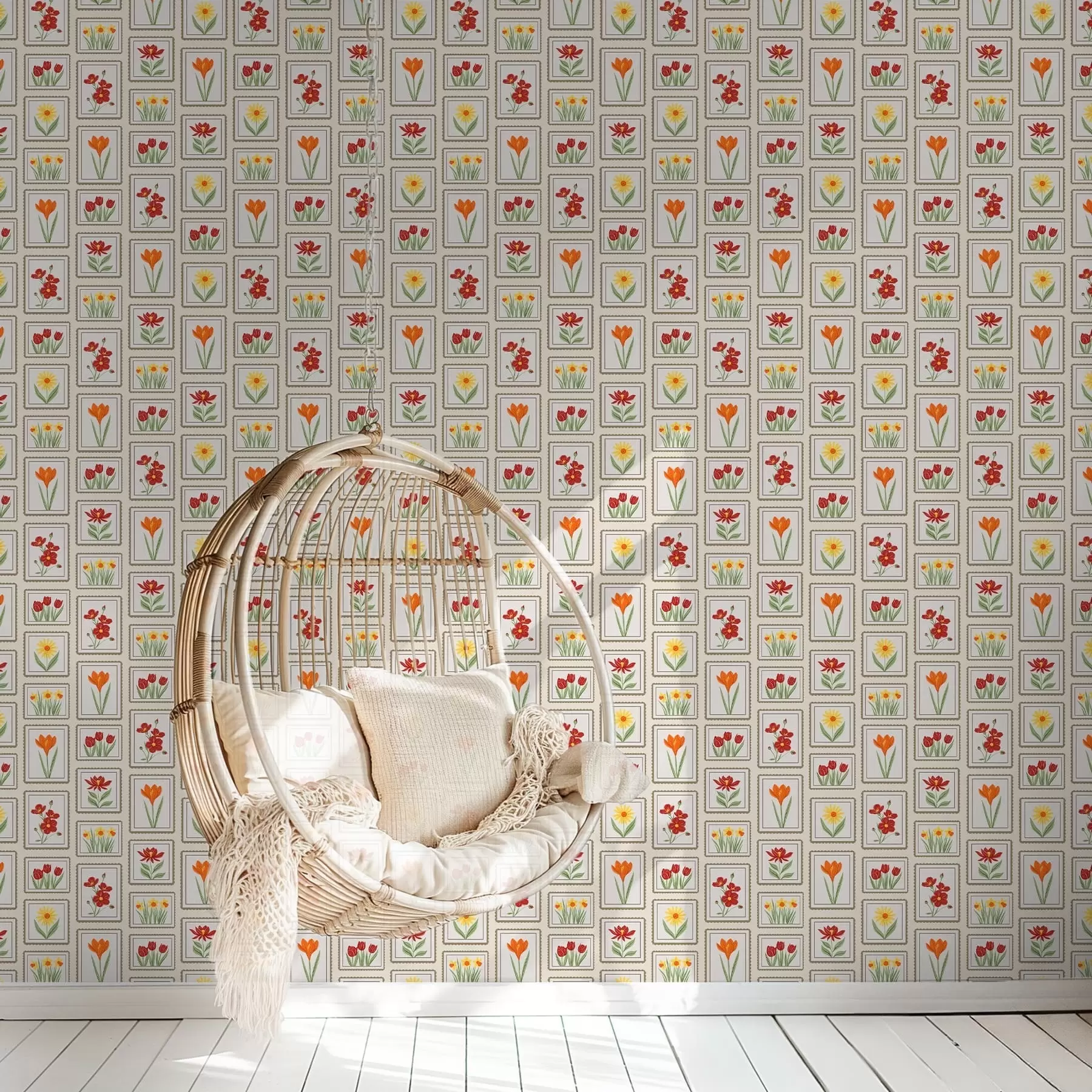 wall murals Светле урамљене цветне илустрације a01174v1