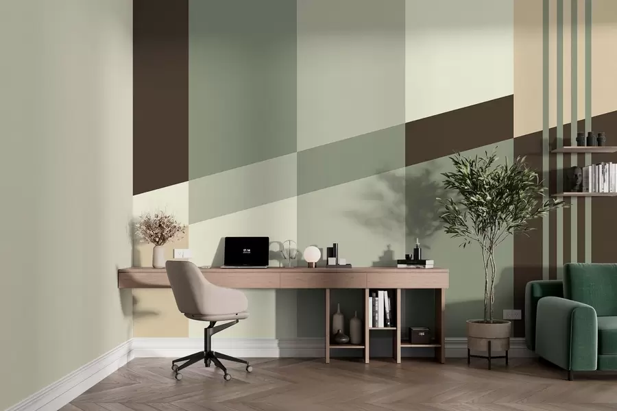 wall murals Ненаметљиви геометријски дизајни у нијансама маслинасте, беж и браон боје w05390