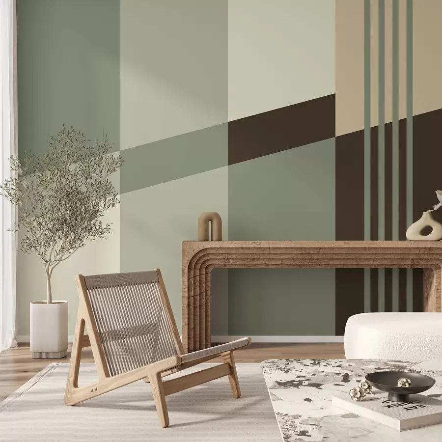 wall murals Ненаметљиви геометријски дизајни у нијансама маслинасте, беж и браон боје w05390