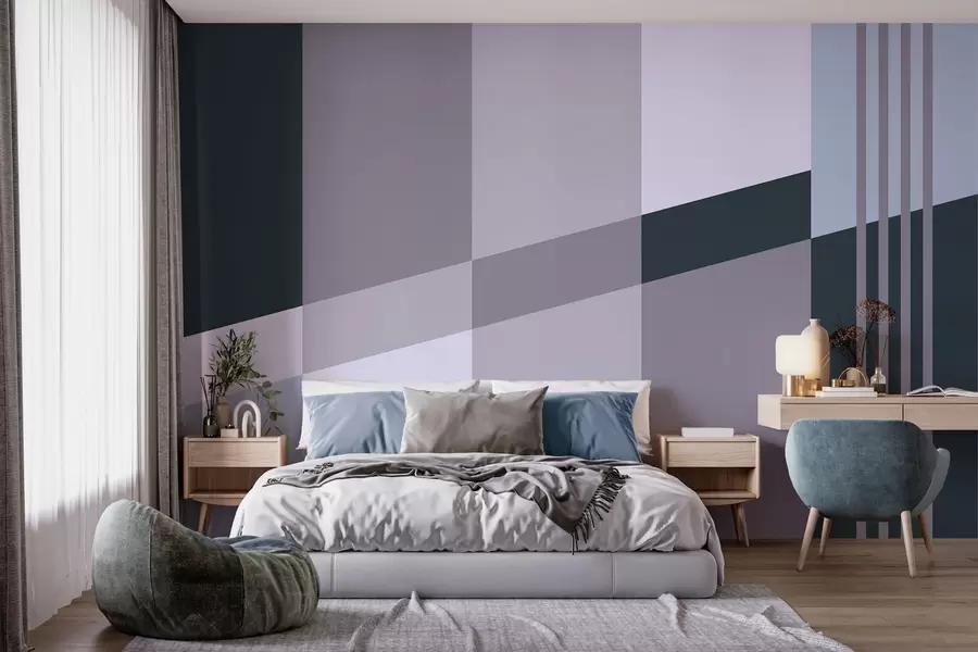 wall murals Ненаметљиви геометријски дизајни у нијансама сиве и плаве w05390v1
