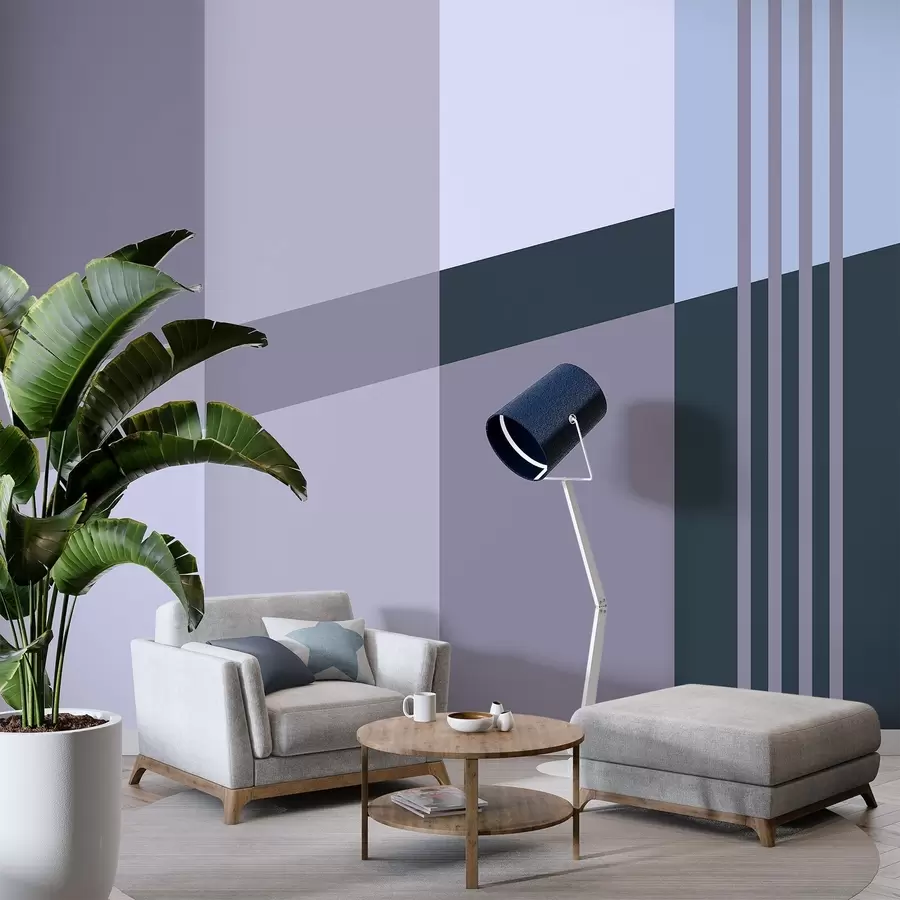 wall murals Ненаметљиви геометријски дизајни у нијансама сиве и плаве w05390v1