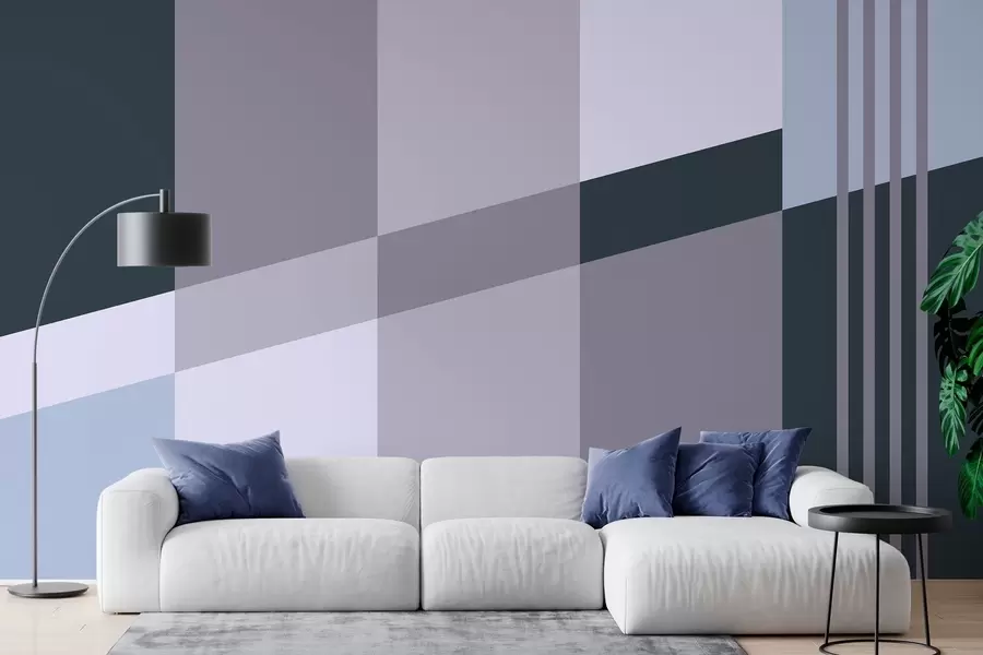 wall murals Ненаметљиви геометријски дизајни у нијансама сиве и плаве w05390v1