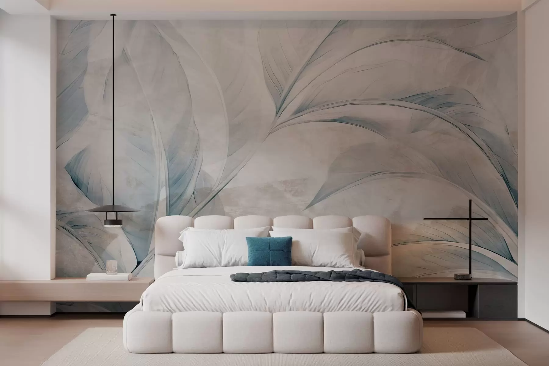 wall murals Лишће на бетонском зиду w05440