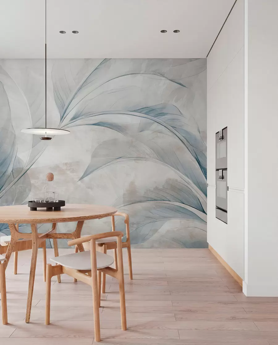 wall murals Лишће на бетонском зиду w05440