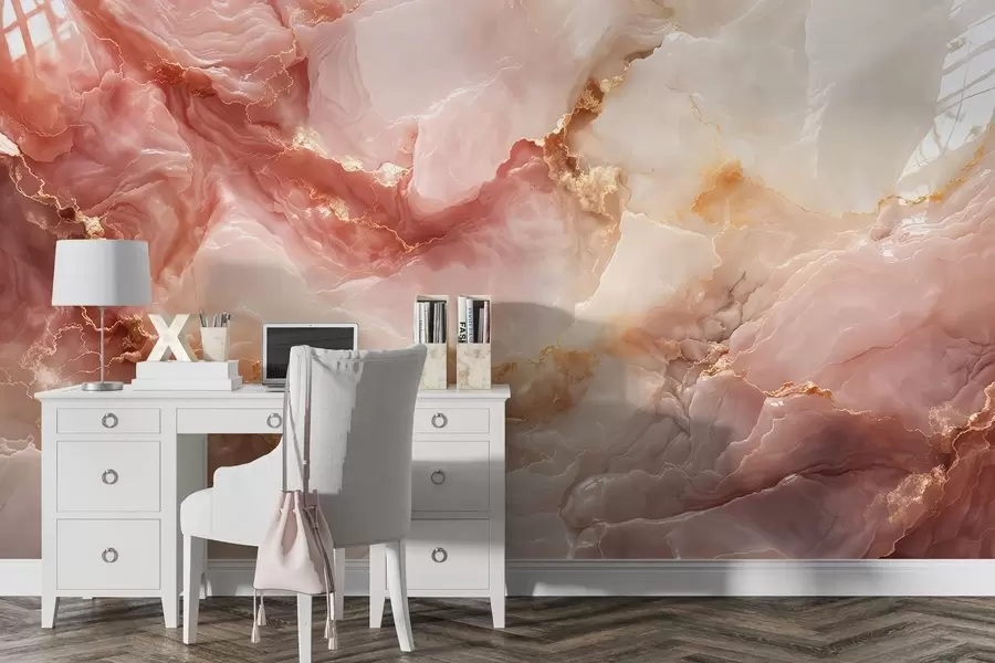 wall murals Имитација ружичастог мермера w05519