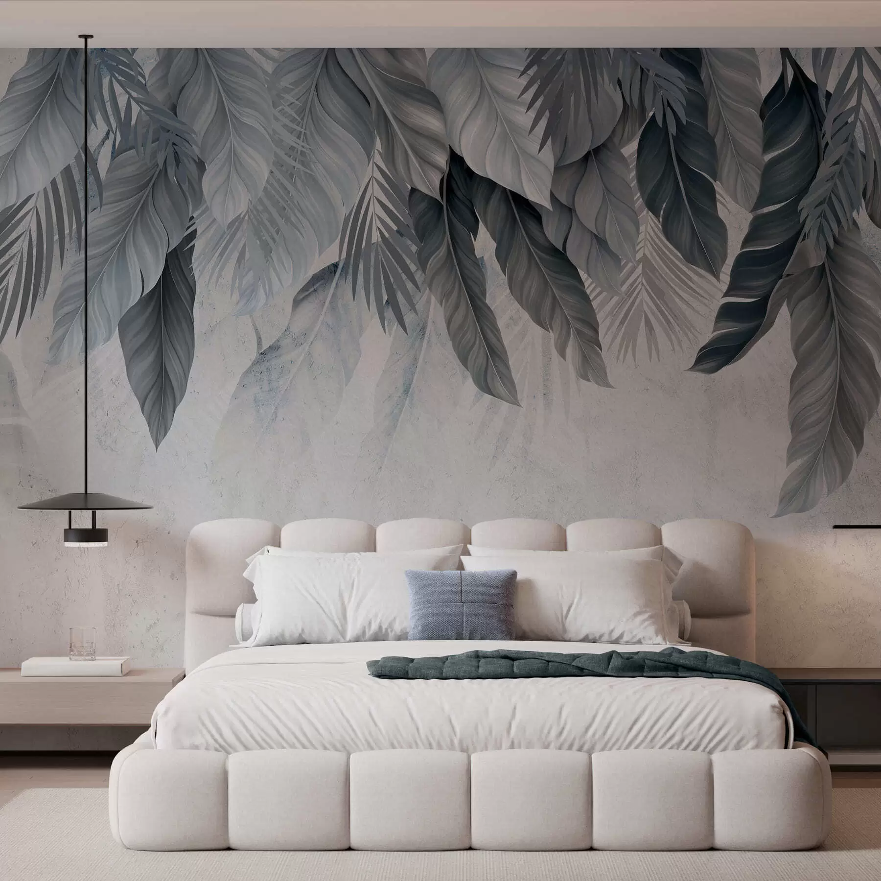 wall murals Тропско висеће лишће на бетону w05521v1