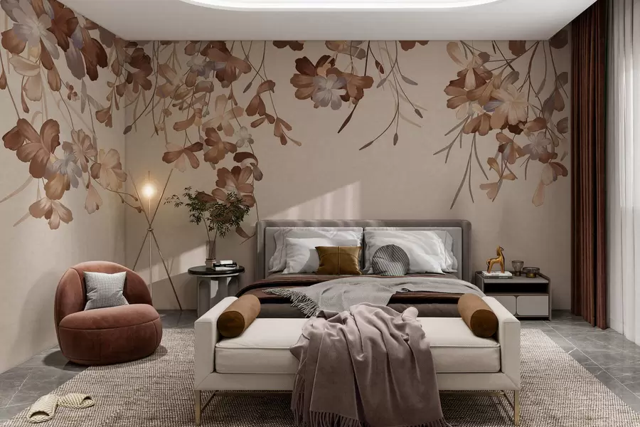 wall murals Лишће виси на зиду w05530