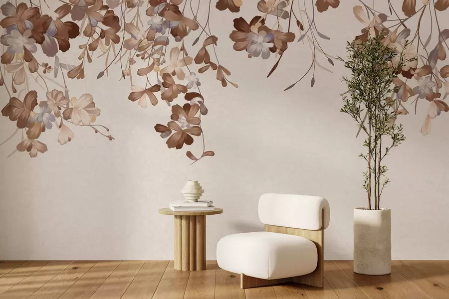 wall murals Лишће виси на зиду w05530