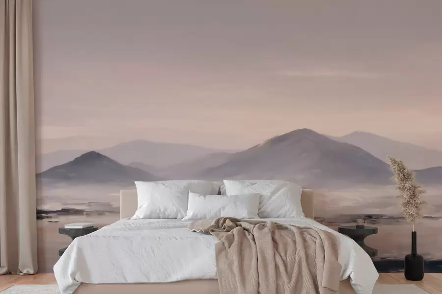 wall murals Магловит планински пејзаж са меким прелазима светлости и ваздуха, са ефектом маске w09844