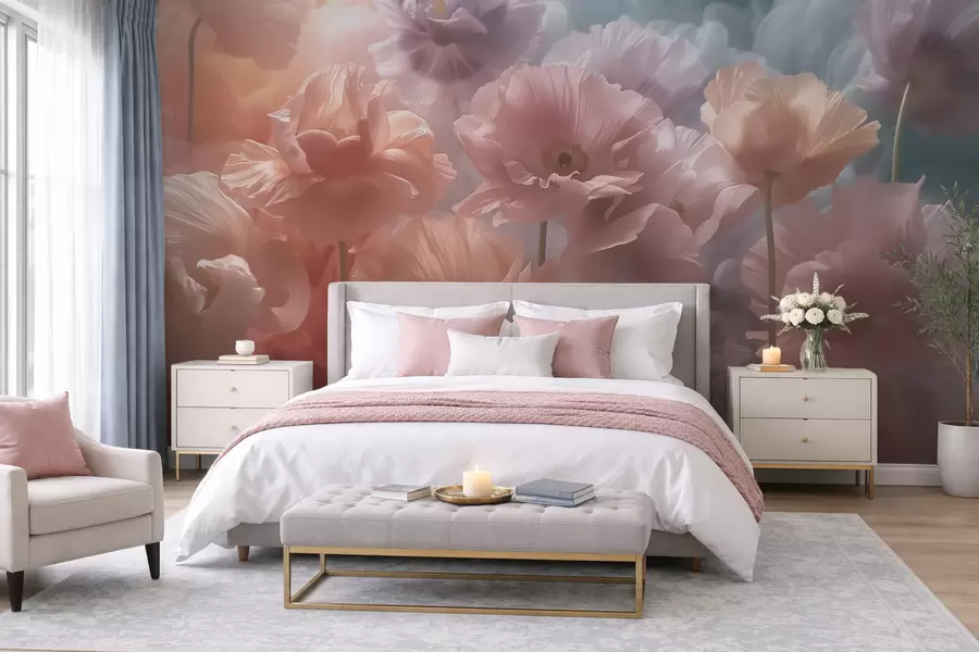 wall murals Прозрачно цвеће са провидним латицама у меком јутарњем светлу w09847