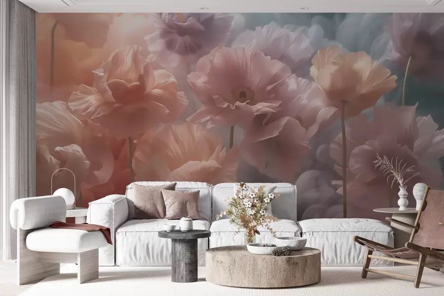 wall murals Прозрачно цвеће са провидним латицама у меком јутарњем светлу w09847
