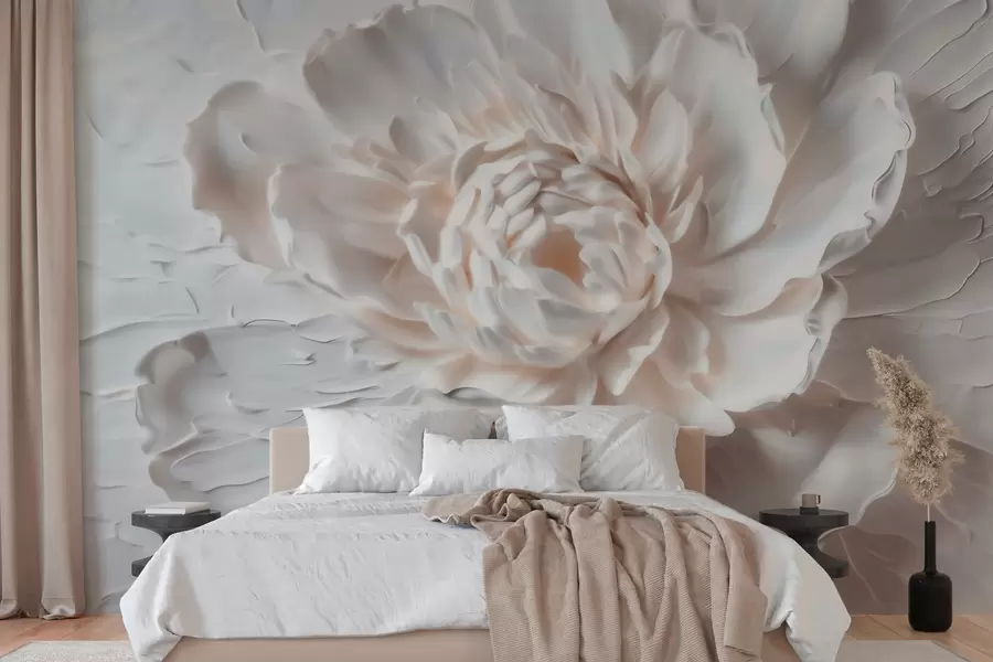 wall murals Нежни барељефни цвет са глатким латицама у светлим тоновима w09861