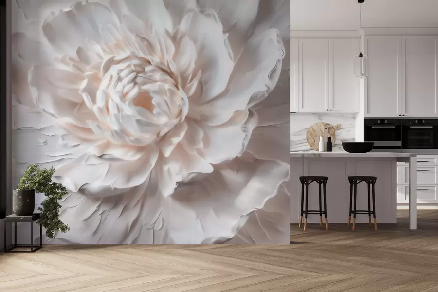wall murals Нежни барељефни цвет са глатким латицама у светлим тоновима w09861