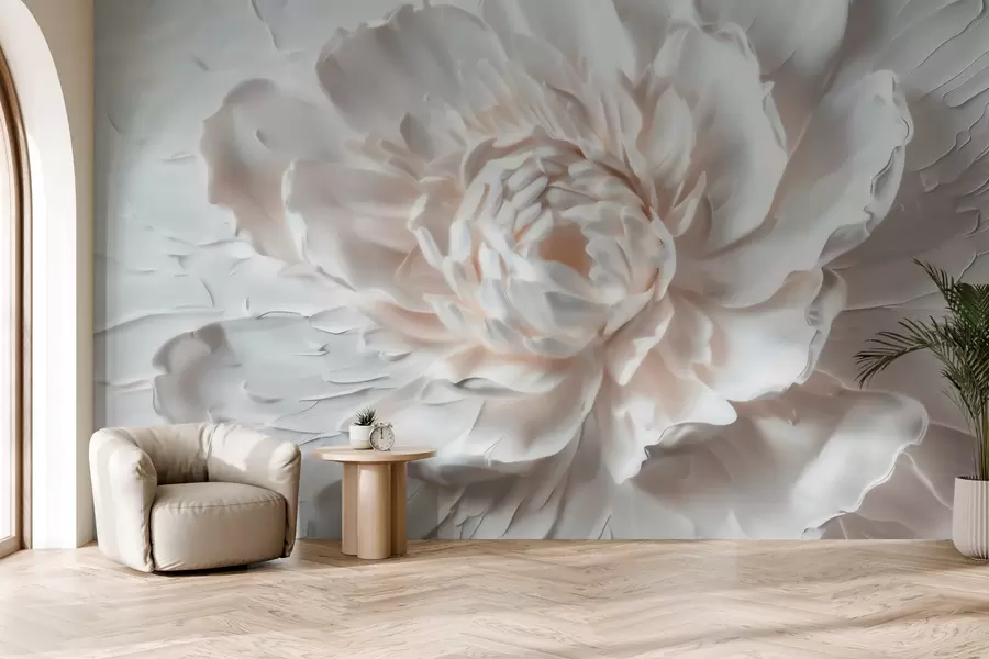 wall murals Нежни барељефни цвет са глатким латицама у светлим тоновима w09861