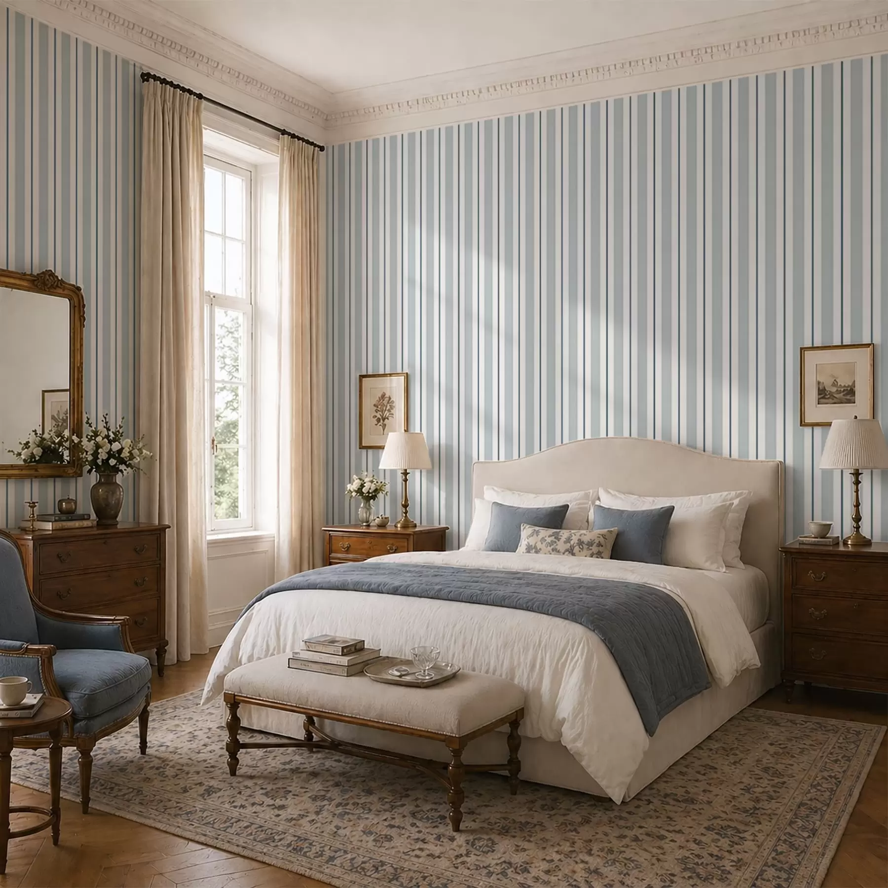 wall murals Светлоплаве пруге са танким тамним линијама a01183