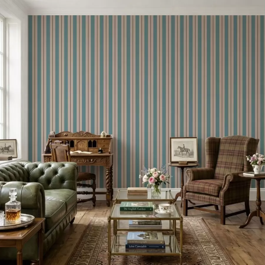 wall murals Тиркизне и беж пруге са тамним детаљима a01183v5