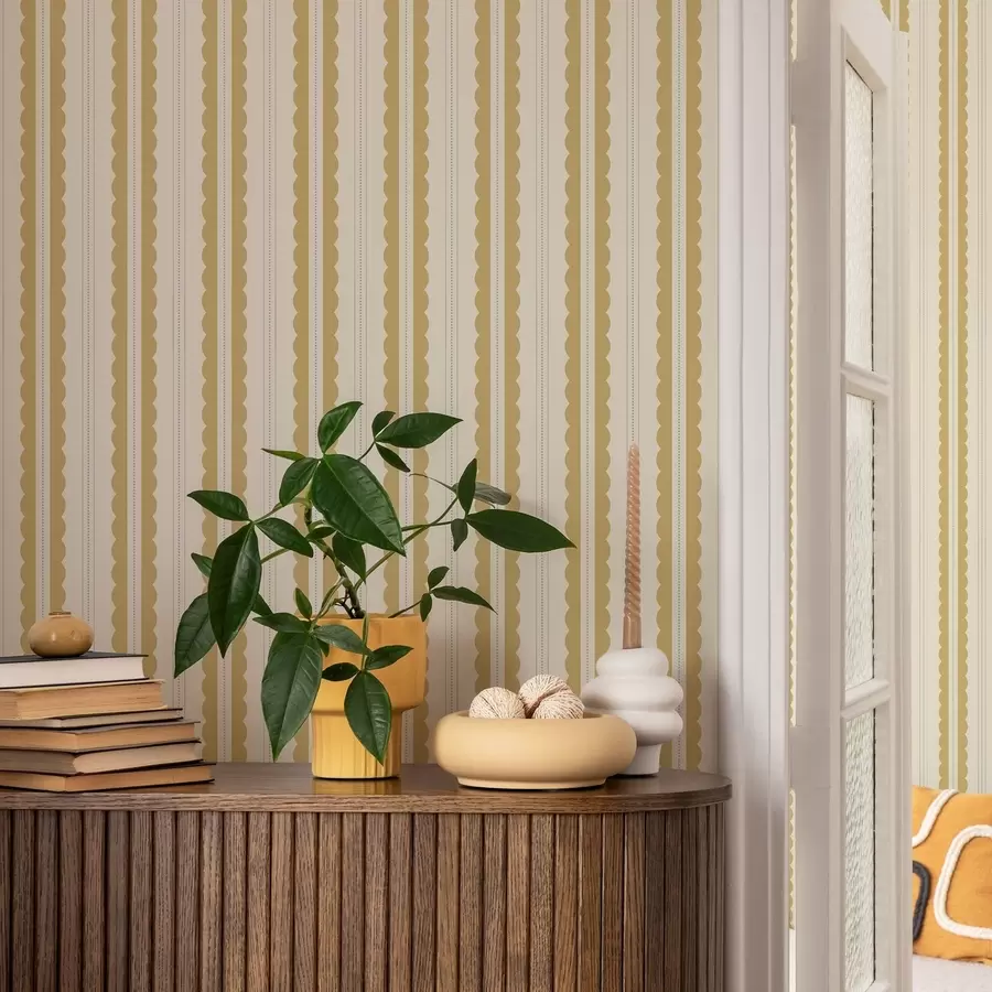 wall murals Жуте таласасте пруге са сиво-плавим тачкама a01185v4