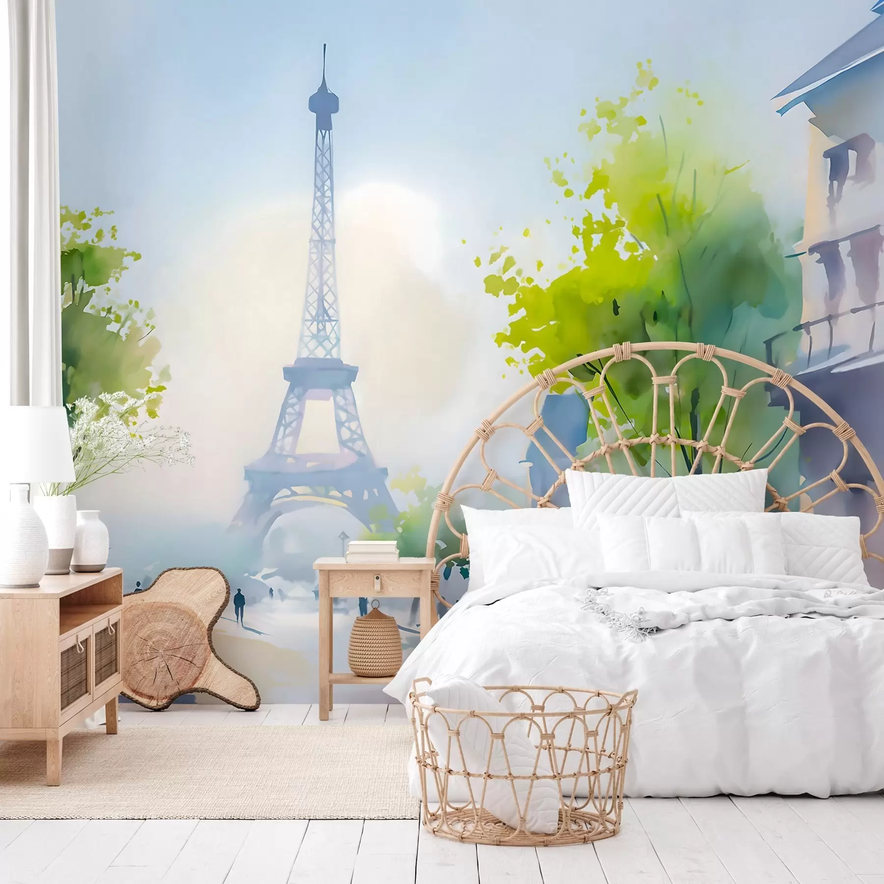 wall murals Париз, градски пејзаж у акварелном стилу а ла прима w05566