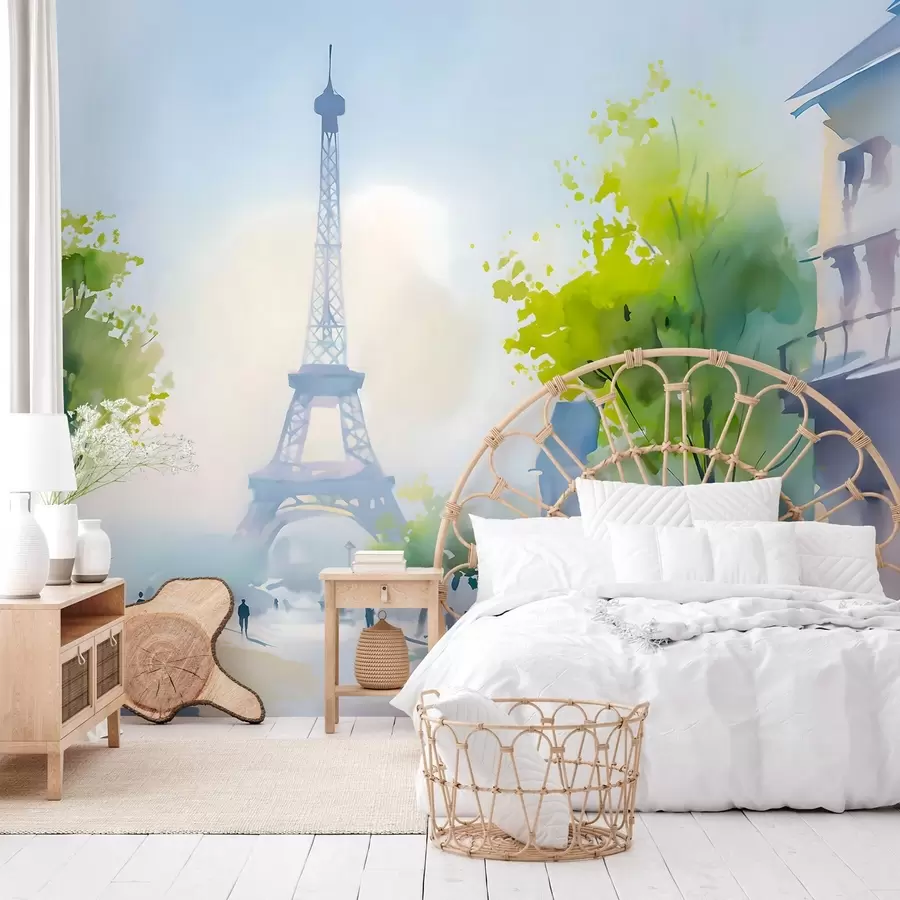 wall murals Париз, градски пејзаж у акварелном стилу а ла прима w05566