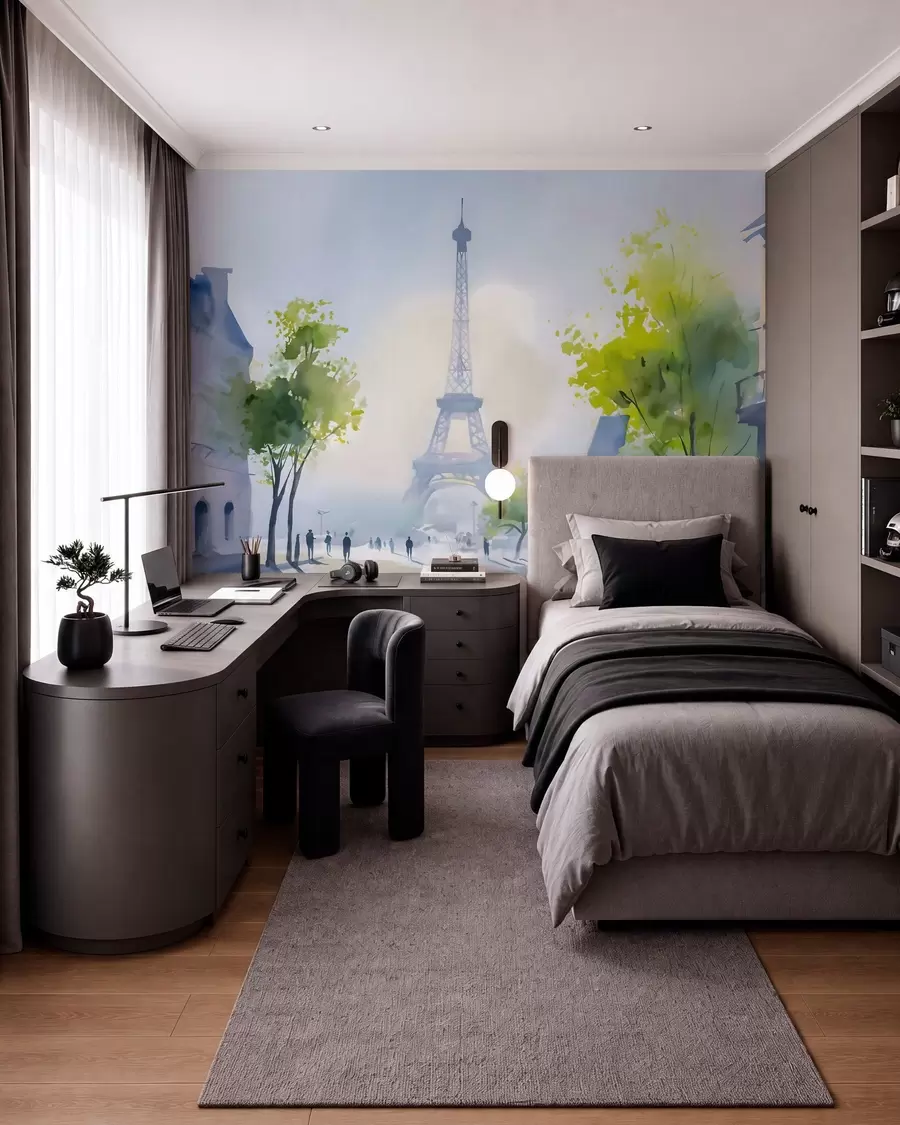 wall murals Париз, градски пејзаж у акварелном стилу а ла прима w05566