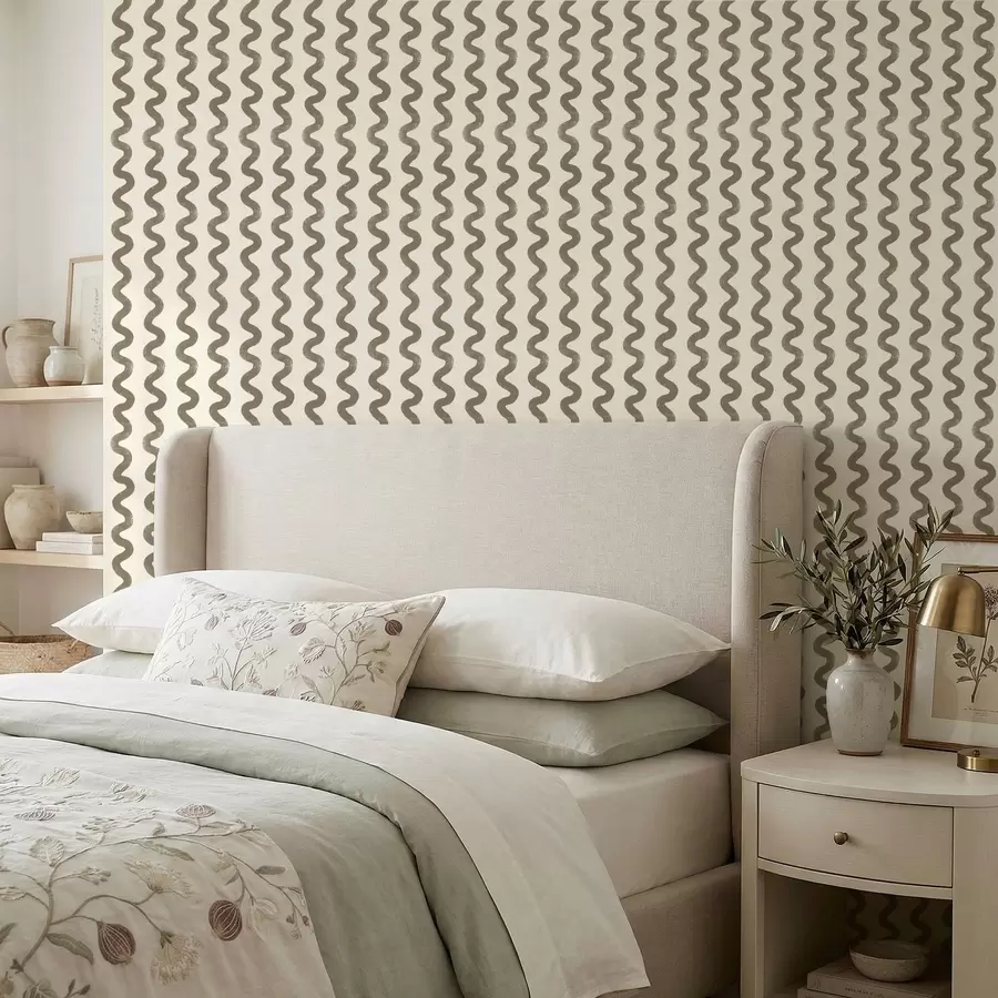 wall murals Таласасти смеђи узорак на светлој позадини a01187v5