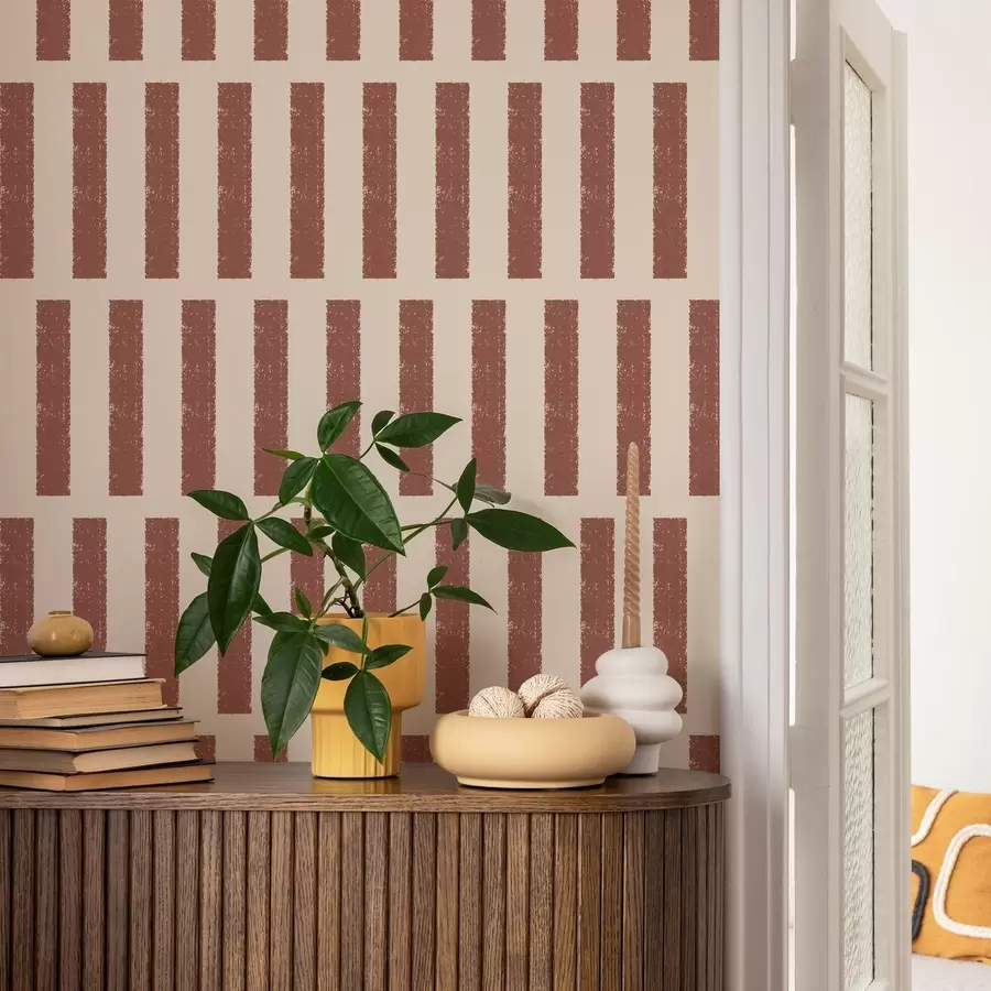 wall murals Теракотне вертикалне пруге на светлој позадини a01189v1