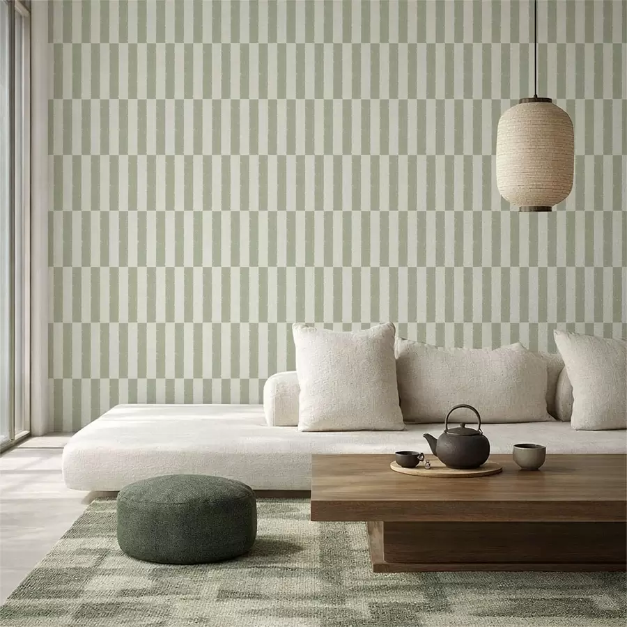 wall murals Светло зелене вертикалне пруге на светлој позадини a01190v1