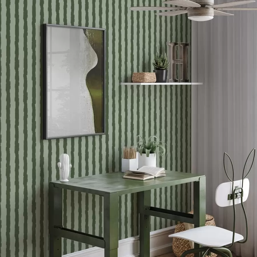 wall murals Тамнозелени вертикални потези четкице на светлој позадини a01191v1