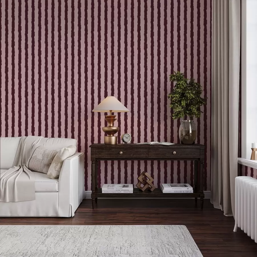 wall murals Бордо вертикални потези четкицом на ружичастој позадини a01191v2