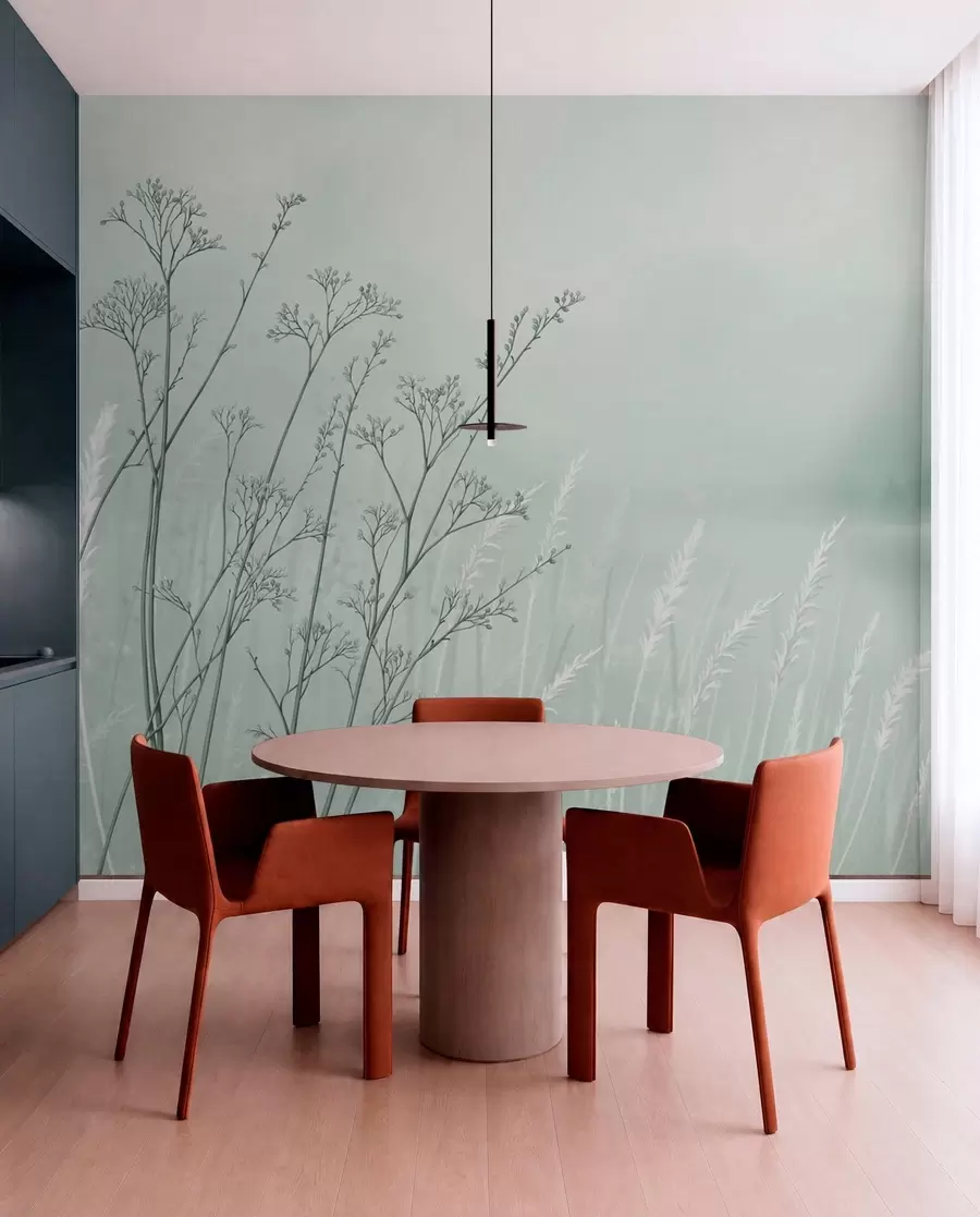 wall murals Танке стабљике траве на замућеној природној позадини w05534v1