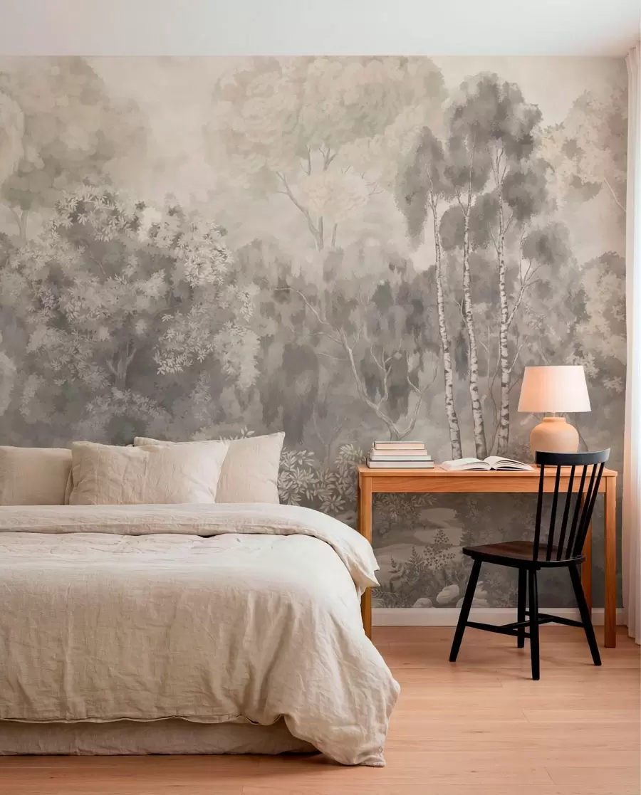 wall murals Светли шумски пејзаж са реком w05542