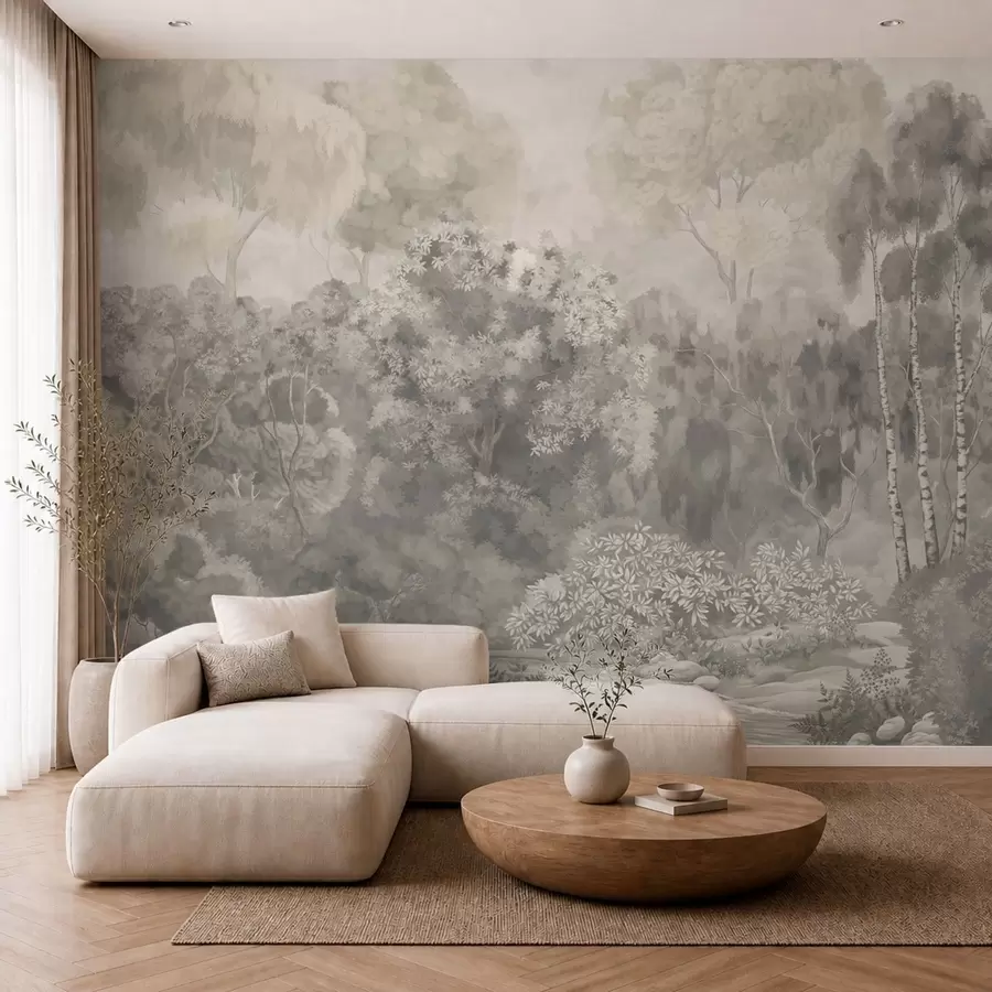 wall murals Светли шумски пејзаж са реком w05542