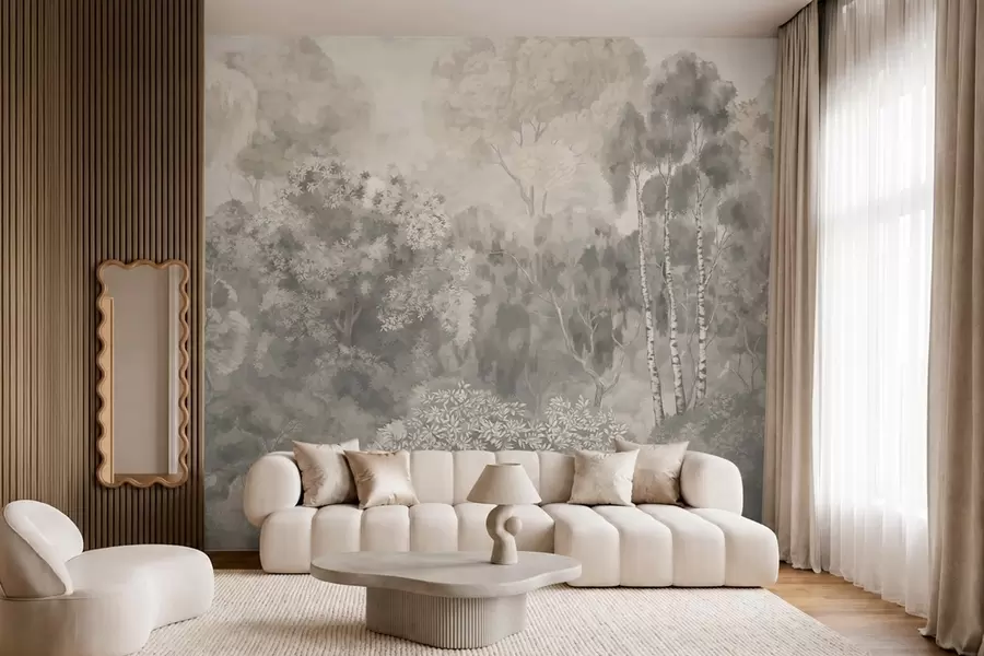 wall murals Светли шумски пејзаж са реком w05542