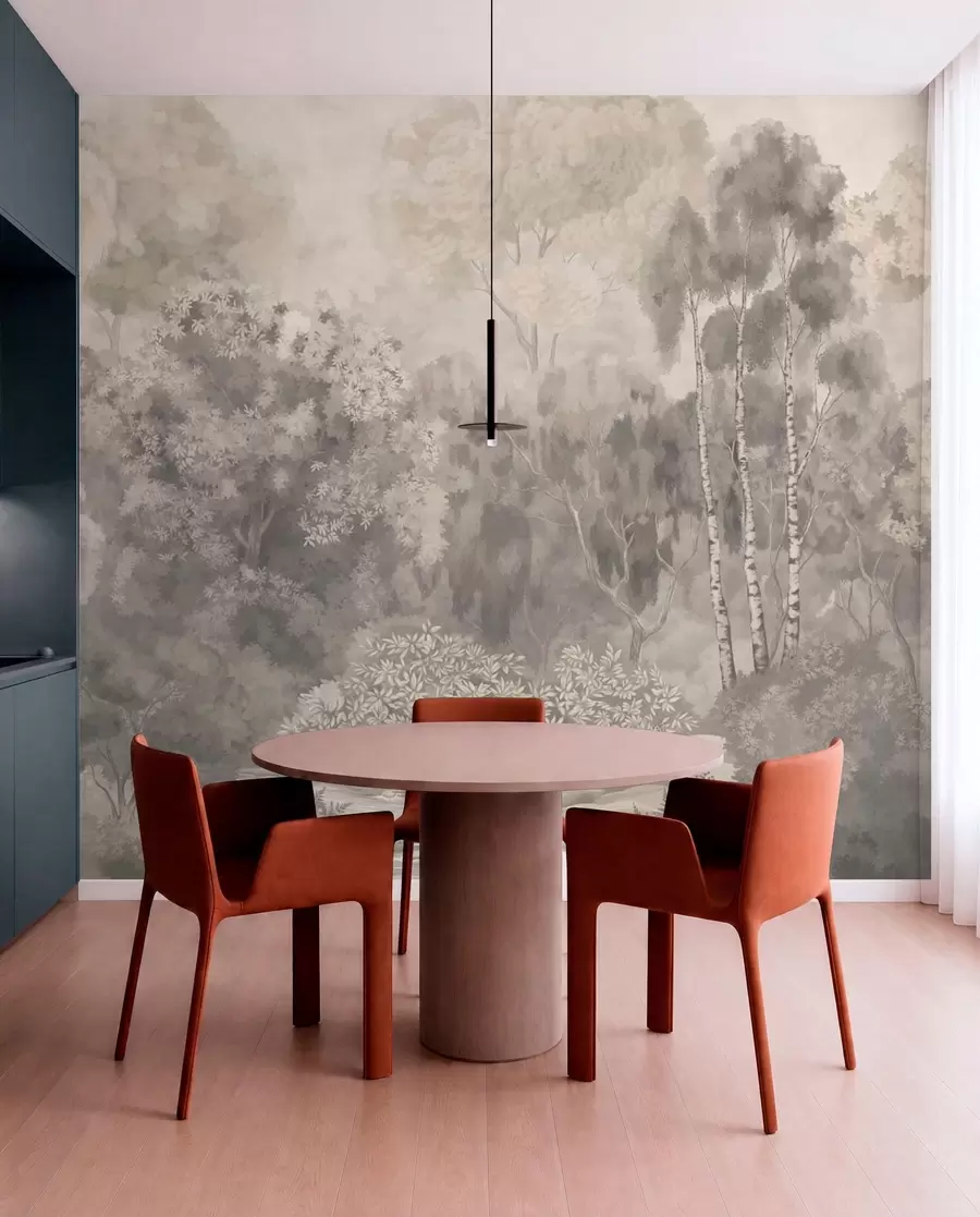 wall murals Светли шумски пејзаж са реком w05542
