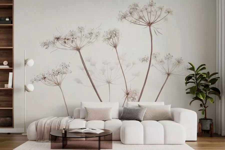 wall murals Осушени кишобрани на светлој минималној позадини w05543