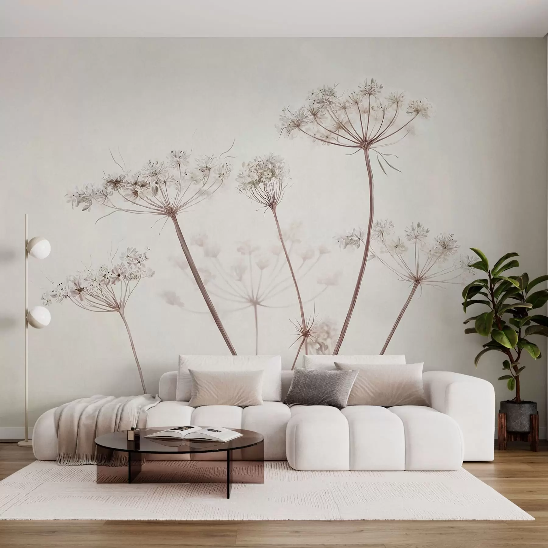 wall murals Осушени кишобрани на светлој минималној позадини w05543