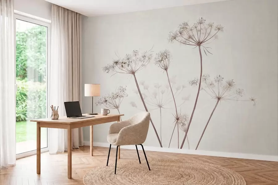 wall murals Осушени кишобрани на светлој минималној позадини w05543