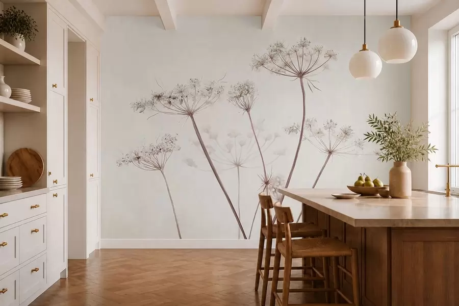 wall murals Осушени кишобрани на светлој минималној позадини w05543