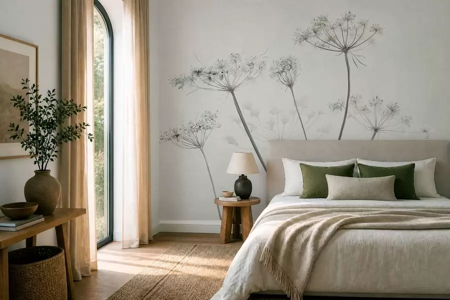 wall murals Нежни сушени кишобрани на мекој светлој позадини w05543v1