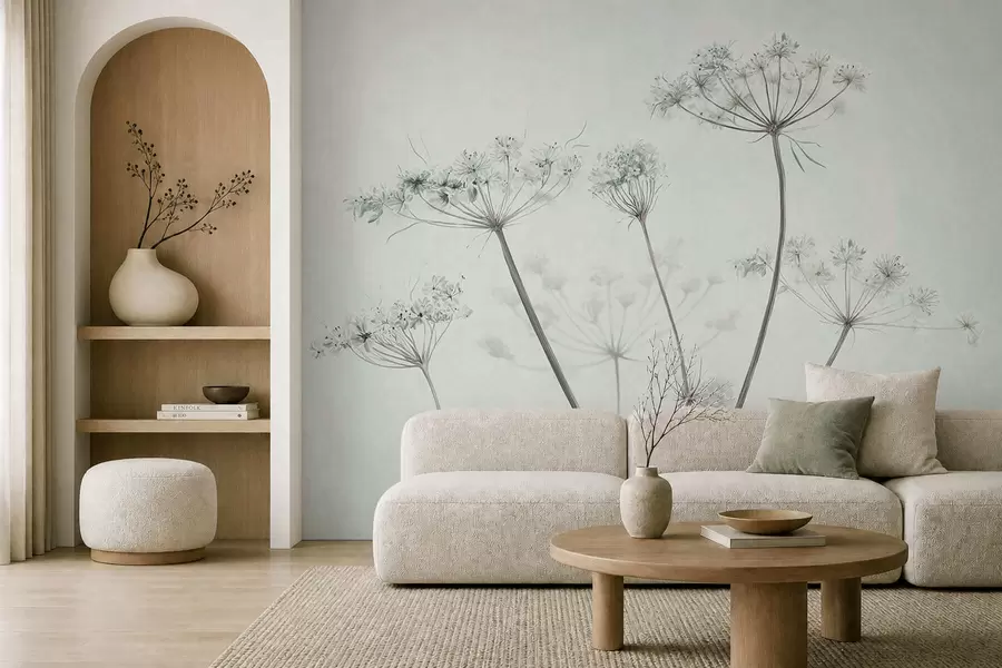 wall murals Нежни сушени кишобрани на мекој светлој позадини w05543v1
