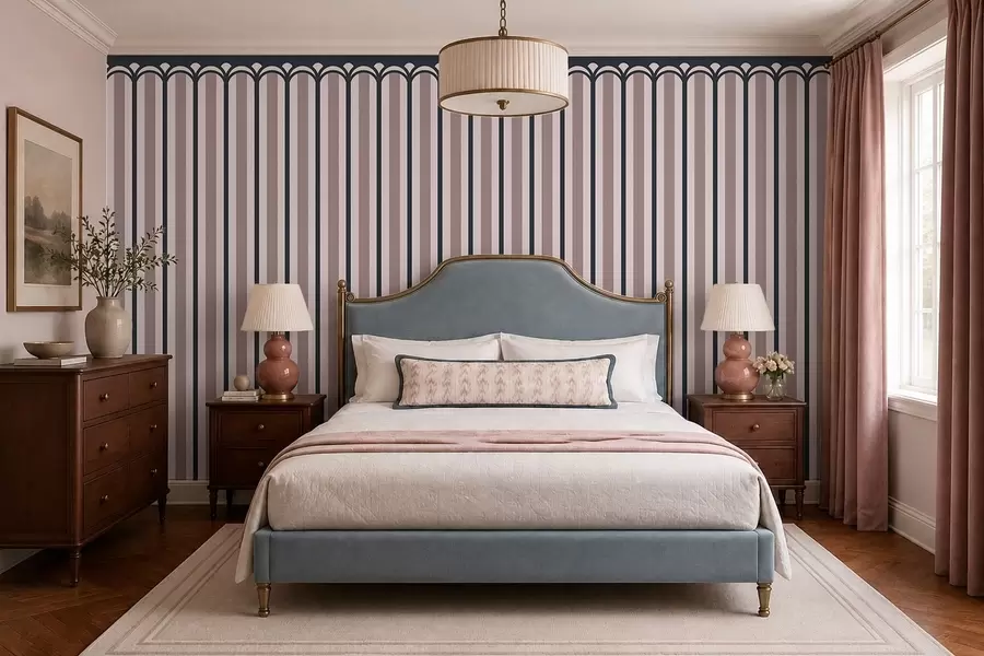 wall murals Вертикални орнамент у ружичастим и сивим нијансама w05610v1